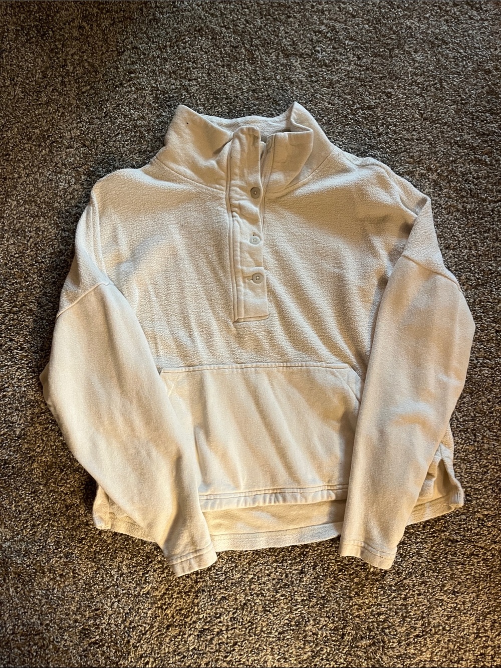 REI Cooperative Cream Button-Up Cowl Pullover Sweater